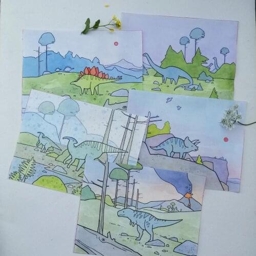 Syunss 1PCS Dinosaur Printed Hand Dyed Cotton Linen Fabric Telas Sewing DIY Patchwork Hand Embroidery Quilting Bags Tecido