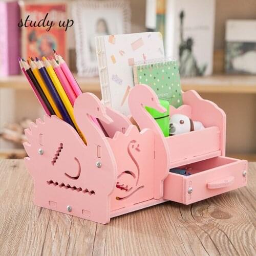 Muiti Function DIY School Desk Pen Pencils Drawer Case Storage Box Table Simple Pencil Shelf Holder Office Stationery Supplies