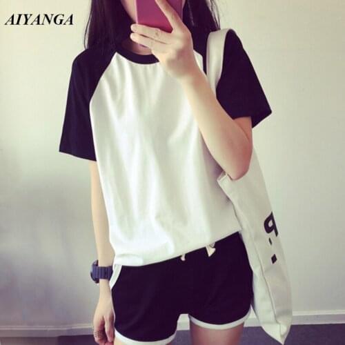 New Womens Two Piece Sets 2019 Summer Sportswear Short Sleeve Women Sets Pullovers Casual Womens clothing Tops and Shorts