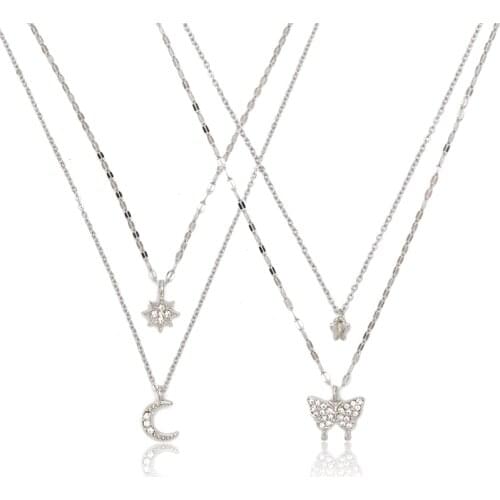 Star Moon Butterfly Necklace 2021 Trend Vintage Female Necklace Pendant Choker Accessories For Women Aesthetic Jewelry Beads