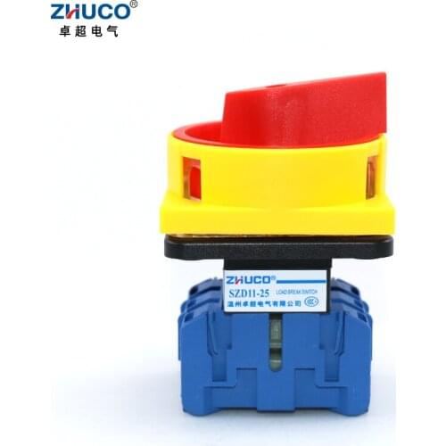 ZHUCO SZD11-25/300010 25A 3 Poles OFF ON Load break Isolator Switch 3P With Padlock Panel Changeover Disconnect Cam Switch