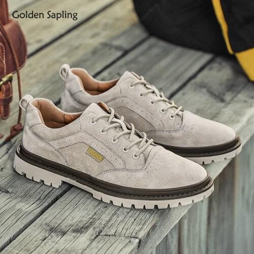 Golden Sapling Classics Work Shoes Fashion Mens Flat Comfortable Genuine Leather Platform Casual Shoe Retro Men Leisure Loafers