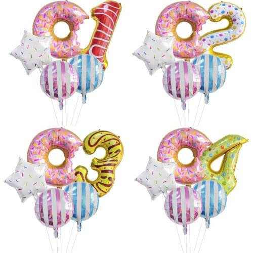 1set Navidad 32inch candy number Foil Balloons New year party 18inch Donut Helium globos Birthday Party Decorations Kids balls