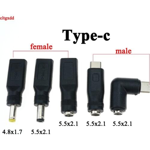 1x USB Type C 5.5 * 2.1 mm female to 5.5X2.1 / 4.8 * 1.7 mm Micro USB male For iphone plug Laptop PC DC Power Adapter connector