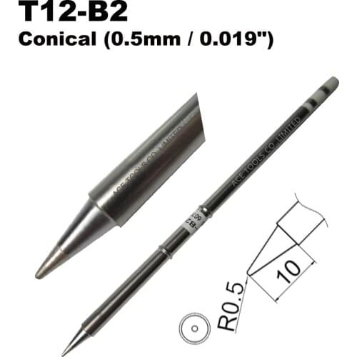 10 PCS T12-B2 Conical 0.5mm Soldering Tips for HAKKO FX-951 FX-950 FX-952 FX-9501 FM-2028 FM2027 Handle Iron Pencil Replacement