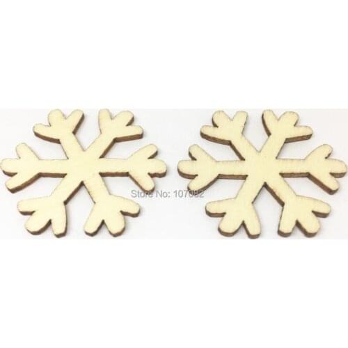 1000pcs 25mm Natural Wood Christmas Snowflake Embellishments Chips Crafts Home Xmas Tree Decorations Confetti