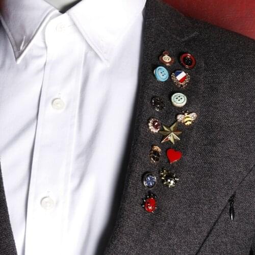 2 PCs Creative Lightning Shape Badges 6 Styles Men Fashion Brooch Pins for Jacket Coat Suit Shirt Collar Decorations