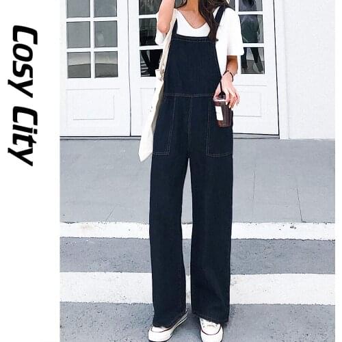 2021 Vintage Fashion High Waist Baggy Jeans Classic Cargo Pants For Women Girls Denim Lady Large Wide Leg Trousers Streetwear