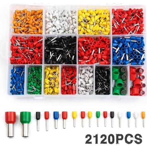 2120 PCS Mixed Insulated Cord Pin End Terminals Assorted set Electric Wire Crimp Connectors Ferrules Kit For 22-5 AWG