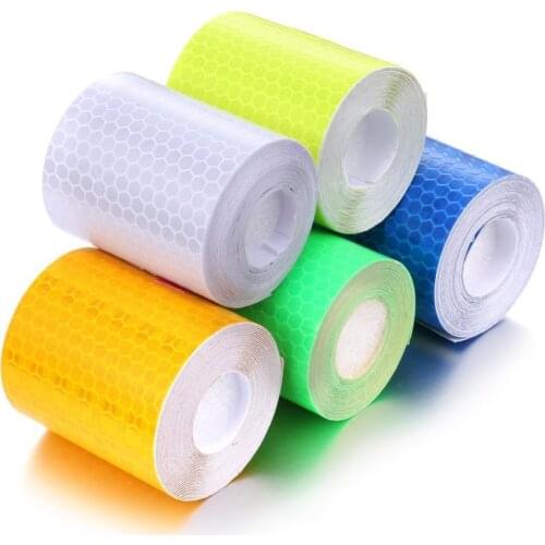 3PCS 5CM*1M Colorful Smooth Water Resistance Conspicuity Safety Caution For Road Reflective Ta Sticker Film Warning Y0W0