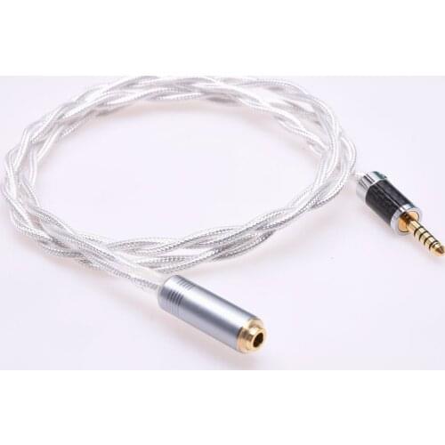 4.4mm Male to 4.4mm Female Audio Extension Clear Silver Plated Shield Cable Compatible for Sony NW-WM1Z 1A MDR-Z1R TA-ZH PHA-2