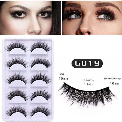 5 Pairs Multi Layered False Eyelashes Fluffy Volume Lashes 3D Layered Effect Reusable Easy to Apply False Eyelashes DL
