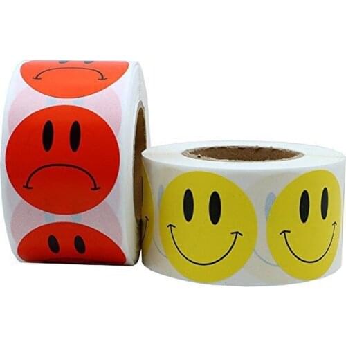 500 Pcs/roll Smiley Face Sticker for Kids Reward Sticker Yellow Dots Labels Happy Smile Face Sticker Kids Toys
