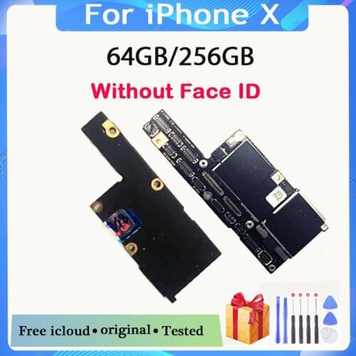 Free icloud for iphone x Motherboard 64GB/256G,With/No Face ID for iphone X 100% Original unlocked Logic boards with Full chips