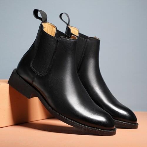 Spring/ Winter Elegant Chelsea Boots Leather Men Couple Shoes Size 35 47 Slip-on Dress Formal Boots Model Fashion Show888