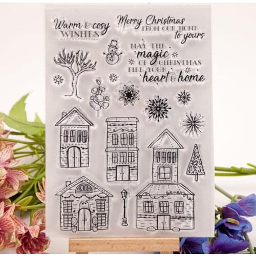 Houses Snowflakes Transparent Seal Clear Silicone Stamp Cutting DIY Scrapbook Rubber Coloring Embossing Decor Reusable 11*15cm