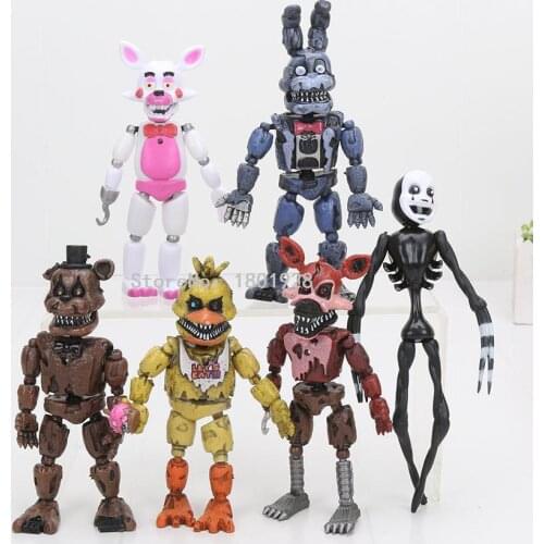 6Pcs/set 4pcs/set LED Lightening Movable joints FNAF Five Nights At Freddys Action Figure Toys Foxy Freddy Chica Model Kid toys