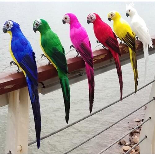 Artificial Parrot Creative Foam Feather Imitation Bird Model Home Ornament Window Gardening Yard Tree Decorations LBShipping