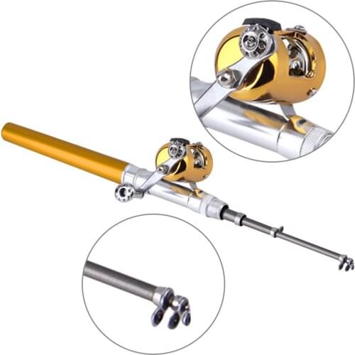 Pocket Telescopic Mini Rod Combo Fishing Pole Aluminum Alloy Pen Shape Fishing Rod Combo With Reel Wheel drop shipping