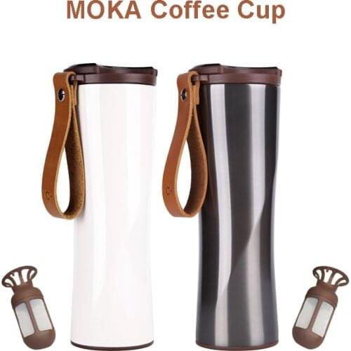 Original KissKissFish MOKA Smart Coffee Cup Travel Mug Stainless Steel with OLED Touch Screen Temperature Display 430ml Portable