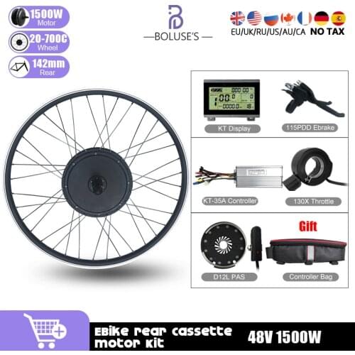 48V 1500W Electric Bicycle Conversion Kit Rear BLDC Cassette Hub Motor Wheel eBIKE 20-29 inch 700C For eBike Conversion Kit