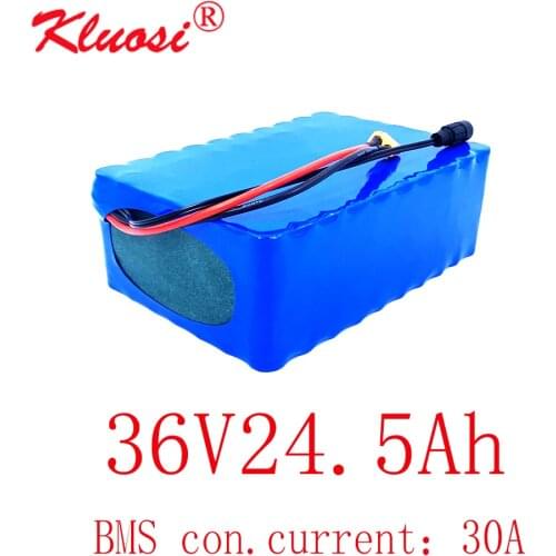 KLUOSI 36V Battery 36V 24.5Ah 25A 10S7P 1000W 42V Lithium Battery Pack with 30A BMS for Ebike Electric Car Bicycle Motor Scooter