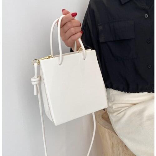 Small square bag fashion simple Pu womens single shoulder bag texture retro messenger bag