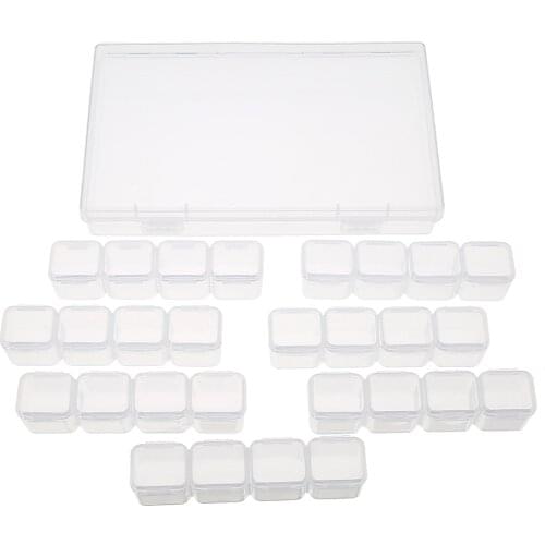 Mayitr 1Pcs 28 Slots Adjustable Clear Plastic Storage Box Case Jewelry Makeup Bead Organizer Case Container