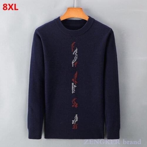 Mens sweaters round neck sweaters autumn winter warm sweaters 7XL 8XL bottoming shirts pulover de hombre knitted sweater men