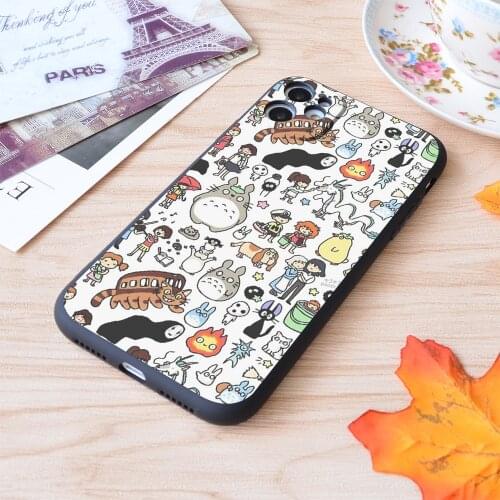 Kawaii Ghibli Doodle Print Soft Silicone Matt Case For Apple iPhone Case