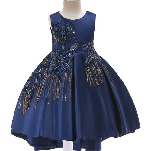 2019 NEW princess Elegant Wedding Dress kids sequins Princess Party Pageant Formal dress for girls Sleeveless prom dress for 10Y