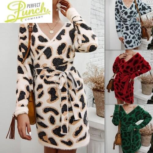 Print New Dress Leopard Sexy Sweater Woman Sweaters for Women 2021 Winter Clothes Fashion Cloth Female Poleras Mujer LXR1188