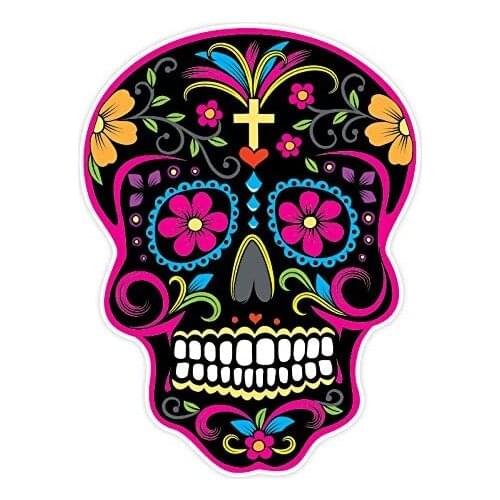 OSMdecals - Sugar Skull Sticker Version 27 - Day of the Dead Vinyl Wall Home Decor Car Window Bumper Decal Sticker