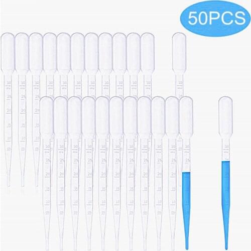 Free shipping 50pcs/lot 3ML Clear Plastic Transfer Liquid Dropper White Disposable Plastic Eye Dropper Pasteur Pipettes