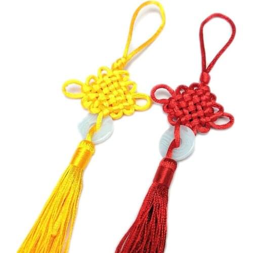 Hand-Woven Chinese Knot Car Interior Ornament Hanging Pendant Home Decor Gift Tassel Fringe Pendant DIY Craft