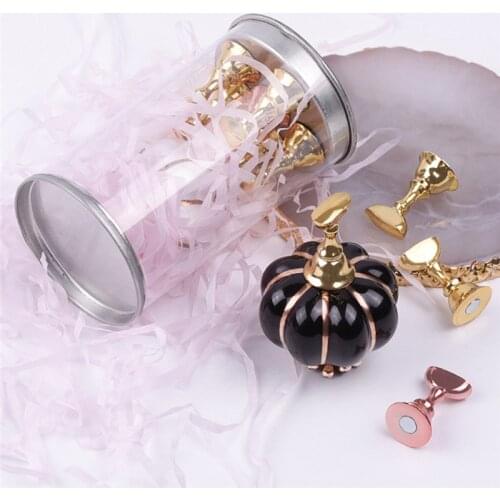 6Pcs Practice Training Display Stand Acrylic Alloy False Nail DIY Manicure Tools+1Pc Pumpkin Base Magnetic Nail Holder
