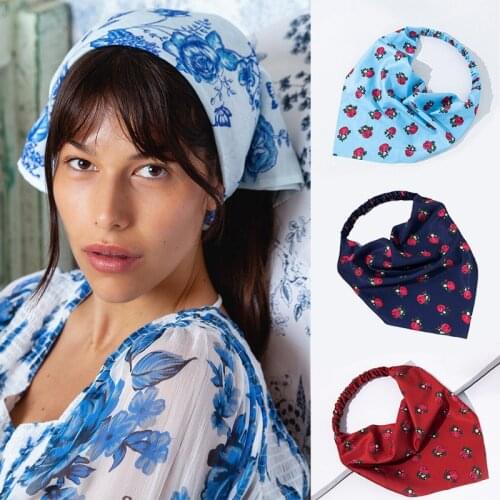 Rose Foral Prints Triangle Bandanas Hairband Elastic Flower Bandage Bohemian Hair Accessories Girls Headband For Women Turban