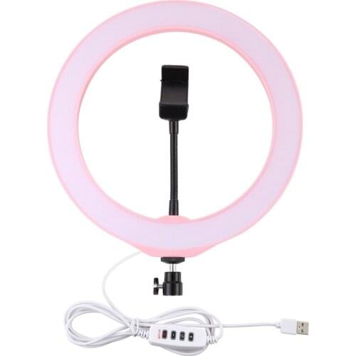 PULUZ PU397F 10 Inch USB Dimmable LED Selfie Ring Light Studio Ring Light Camera Phone Photography Video Makeup Lamp with Phone