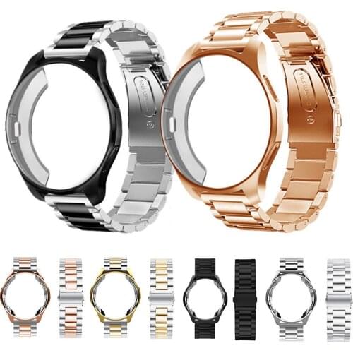 Case Strap for Samsung Gear S3 Frontier/Galaxy Watch 46mm 42mm 20mm/22mm Stainless Steel Band Bracelet with TPU Protective Cover