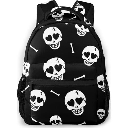 2020 OLN Travel Backpacks Hearts And Skulls Girl Backpack For Women Large Capacity School Bag For Teenage