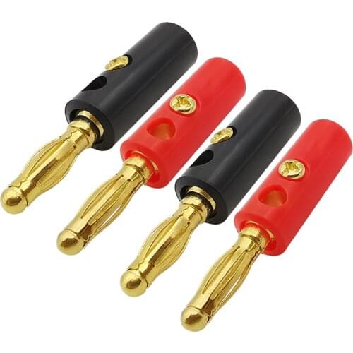 4mm Audio Speaker Screw Banana Plug Gold Plated Connectors Black Red 4mm Banana Male Plugs Wire Cable Adapter