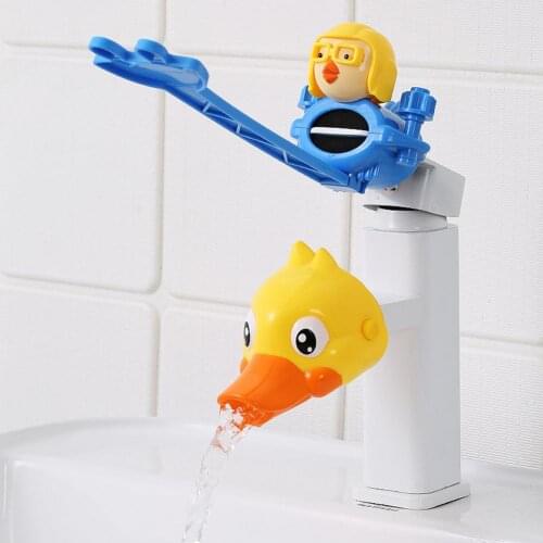 Cartoon Duck Shape Faucet Extender Kit Silicone Baby Hand Washing Faucet Extension Splash-proof Water Pipe Bathroom Accessories