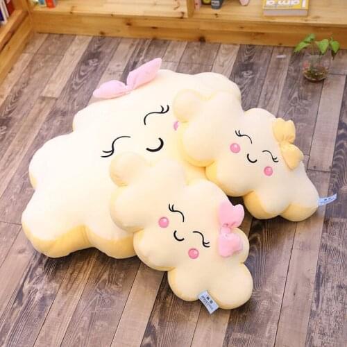 Cute Sky Series Pillow Smile Expression Cloud Pillow Soft Down Cotton Child Sleeping Cushion Plush Toy Childrens Holiday Gift