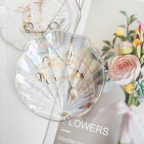 Shell plate mermaid glass plate INS web celebrity high appearance level manicure background props jewelry plate storage plate