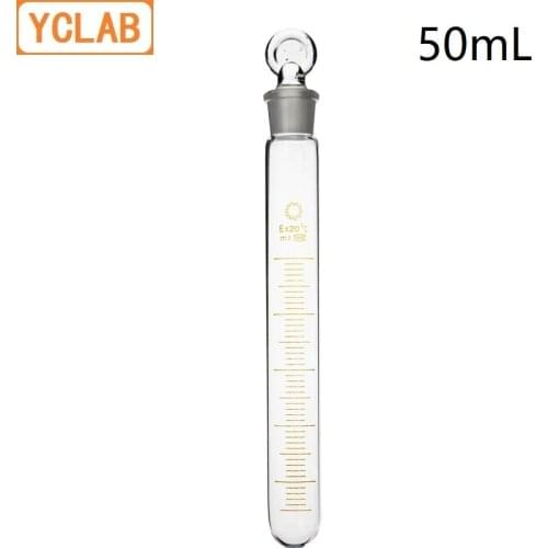 YCLAB 50mL Glass Test Tube with Graduation and Glass Stopper High Temperature Acid Alkali Resistance Laboratory Equipment