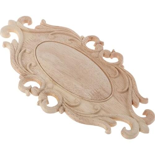 Vintage Wooden Carved Unpainted Frame Door Corner Onlay Furniture Corners Home Decoration Appliques - 10.24x5.71 inch