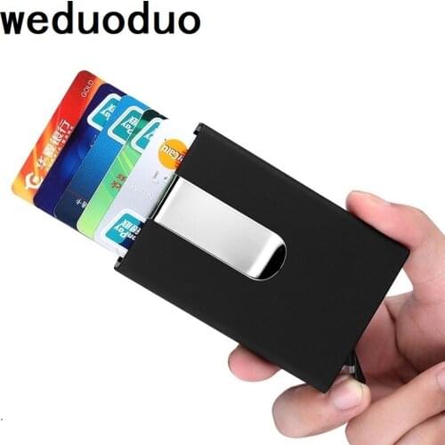 Weduoduo High Quality Credit Card Holders Stainless Steel Case Aluminium Metal Men Business ID Card Cover Popup Automatically