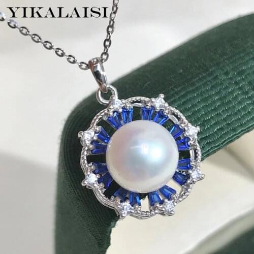 YIKALAISI 9-10mm Oblate Natural Freshwater Pearl Pendants Jewelry For Women 925 Sterling Silver Necklaces New Wholesales