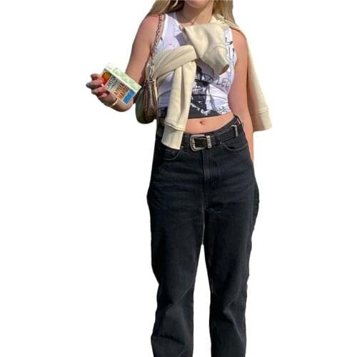 2021 Women Summer Tank Tops Adults Casual Letter Human Figure Print Round Neck Pullover Summer Tanks Camis Clothing