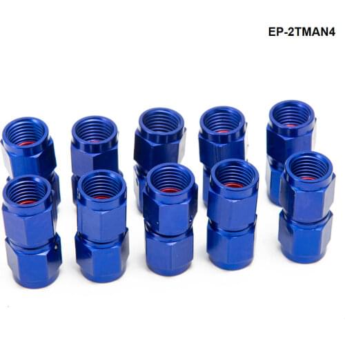 10PCS/SET Blue 2-Side Female Swivel Hose End Fuel/Fluid 4AN Fitting Adapter Universal EP-2TMAN4